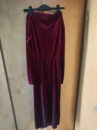 Vestido largo terciopelo rojo brillante
