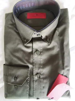 Camisa Carolina Herrera Hombre Verde Oscuro 15 1/2