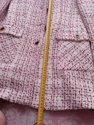 Abrigo Zara Tweed Rojo y Blanco