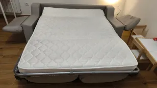 Sofá-cama beige 2,13m