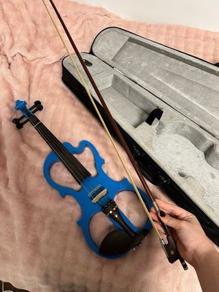 Violín Eléctrico Azul con Funda y Arco