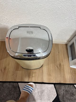 Papelera Kitchen Move Beige/Plata