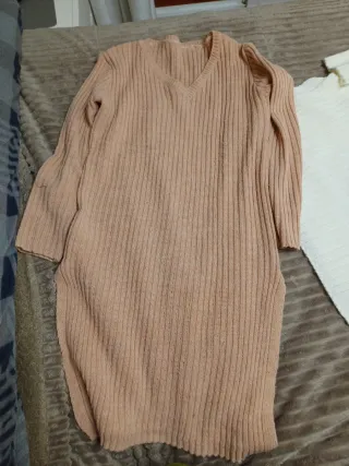 Vestido de punto beige/rosa talla única