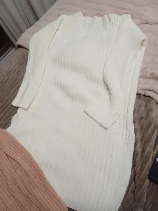 Vestido de punto beige/rosa talla única