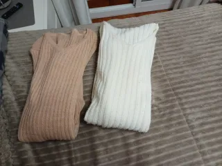Vestido de punto beige/rosa talla única