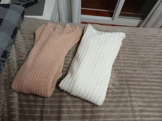Vestido de punto beige/rosa talla única