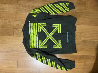 Felpa Off-White Verde con Strisce Fire Line