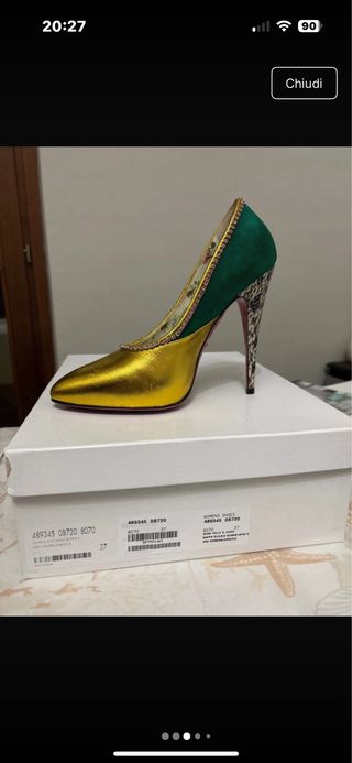 Décolleté Gucci Oro e Verde Tg 37