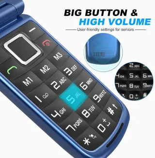 Teléfono Móvil para Mayores 2G GSM Azul
