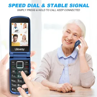Teléfono Móvil para Mayores 2G GSM Azul