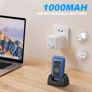 Teléfono Móvil para Mayores 2G GSM Azul