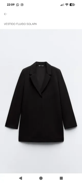 Vestido con solapa Zara Negro