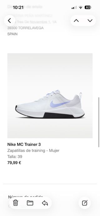 Zapatillas Nike Blancas y Moradas 39