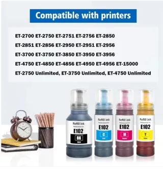 4 Botellas Tinta Recarga 102 Cyan Magenta Amarillo