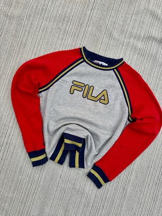 Sudadera Vintage Fila Roja y Gris