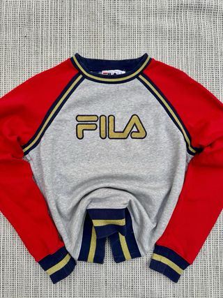 Sudadera Vintage Fila Roja y Gris