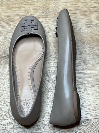 Bailarinas Piel Beige Tory Burch Logo
