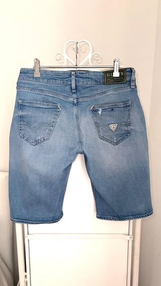 Guess Shorts Vaqueros Elasticos Bermudas Mujer 28