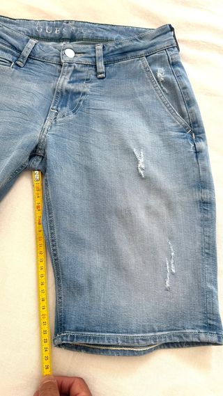 Guess Shorts Vaqueros Elasticos Bermudas Mujer 28