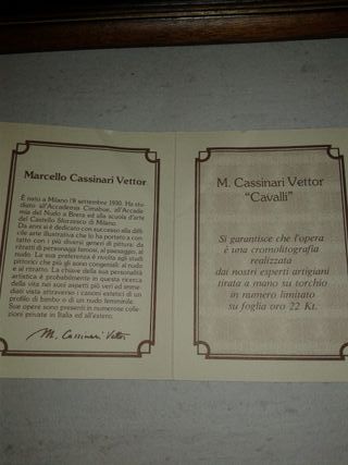 Cromolitografia foglia oro Marcello Cassinari