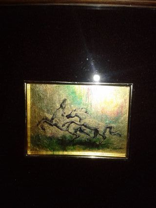 Cromolitografia foglia oro Marcello Cassinari