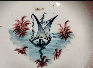 Plato antiguo cerámica pintado a mano