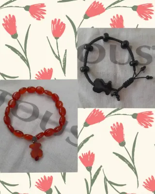 Lote 2 Pulseras Tous Oso Negro y oso Rojo