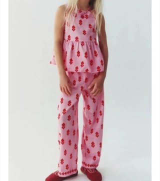 Conjunto Zara Niña Flores Rosa T. 6-7 Años
