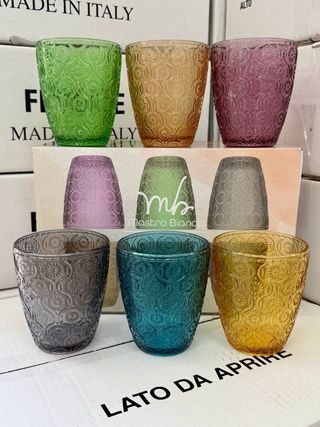 Set 6 Bicchieri Vetro Colorati 300ml