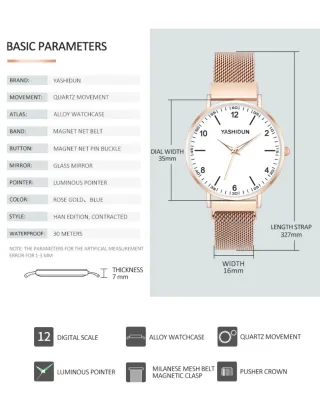 Reloj YASHIDUN Mujer Dorado y Blanco