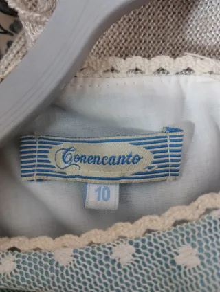 Vestido niña plumeti talla 10, forro verde agua.