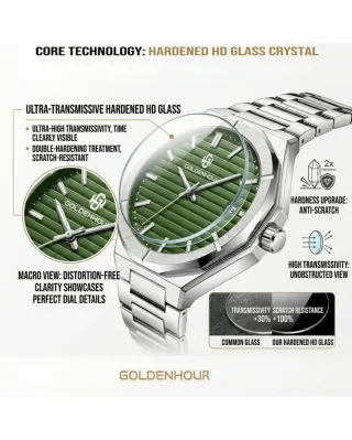 Reloj GOLDENHOUR Hombre Verde y Plata