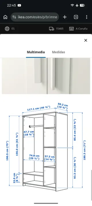Ropero blanco de madera