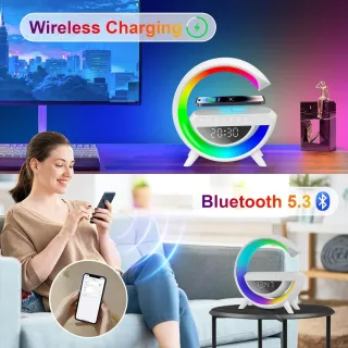 Lámpara LED RGB con Cargador Inalámbrico 15W