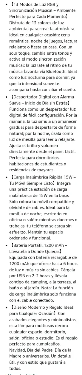 Lámpara LED RGB con Cargador Inalámbrico 15W