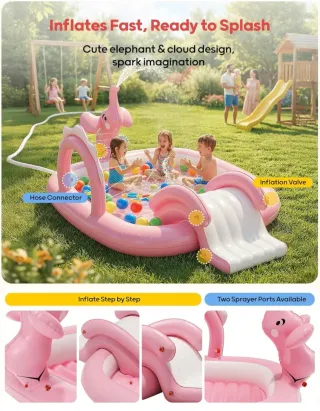 Piscina Inflable qpau Rosa infantil para niños ros