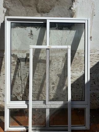 Ventana corredera aluminio blanca 139x186