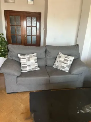 Sofá 3x2 gris tela