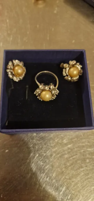 Conjunto Vintage Plata 925 Anillo y Pendientes