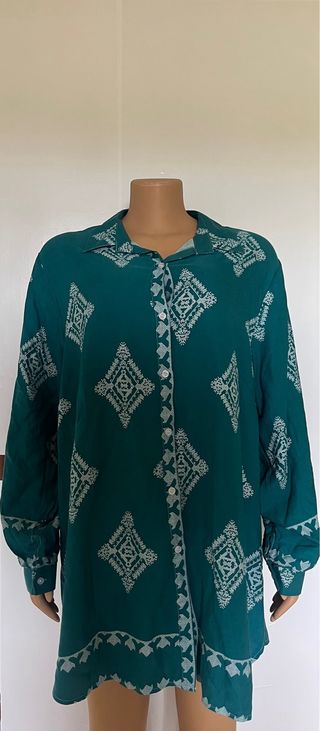 Camisa verde mujer estampada