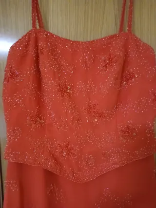 Vestido gasa con pedrería