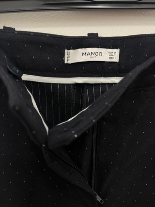 Pantaloni Mango Pois Blu Scuro Taglia XS
