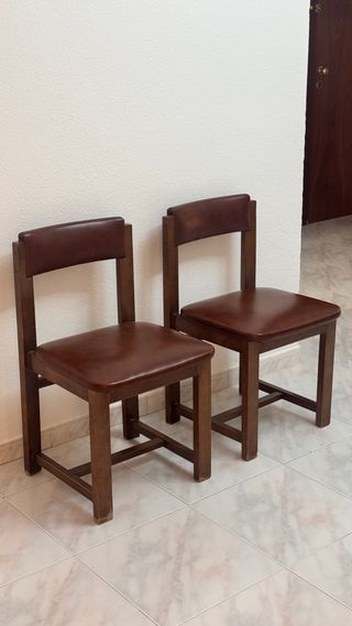 Pack 2 Sillas Madera y Piel