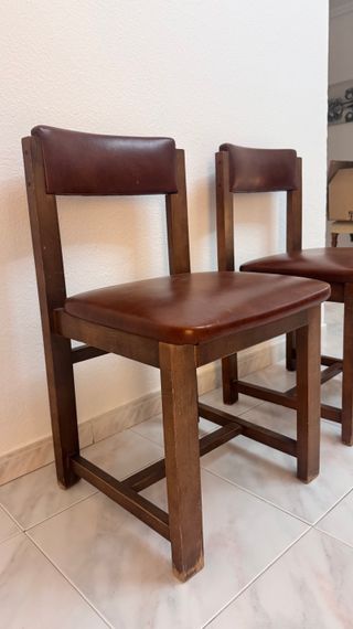 Pack 2 Sillas Madera y Piel