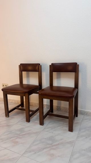 Pack 2 Sillas Madera y Piel