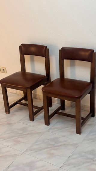 Pack 2 Sillas Madera y Piel