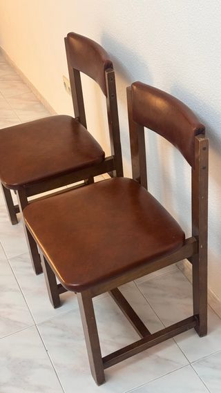 Pack 2 Sillas Madera y Piel