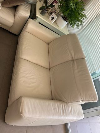 Sofás Natucci Piel Blanca 2 y 3 Plazas