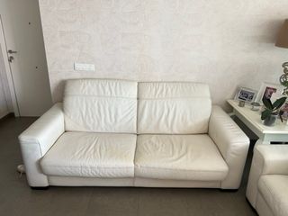 Sofás Natucci Piel Blanca 2 y 3 Plazas