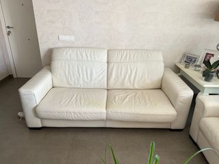 Sofás Natucci Piel Blanca 2 y 3 Plazas